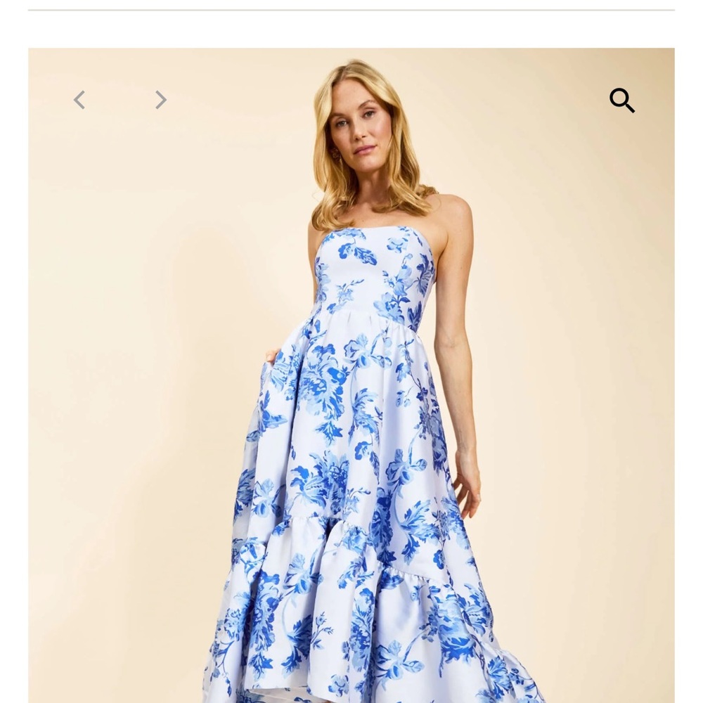 MESTIZA Blue Floral Strapless Dress SIZE 4